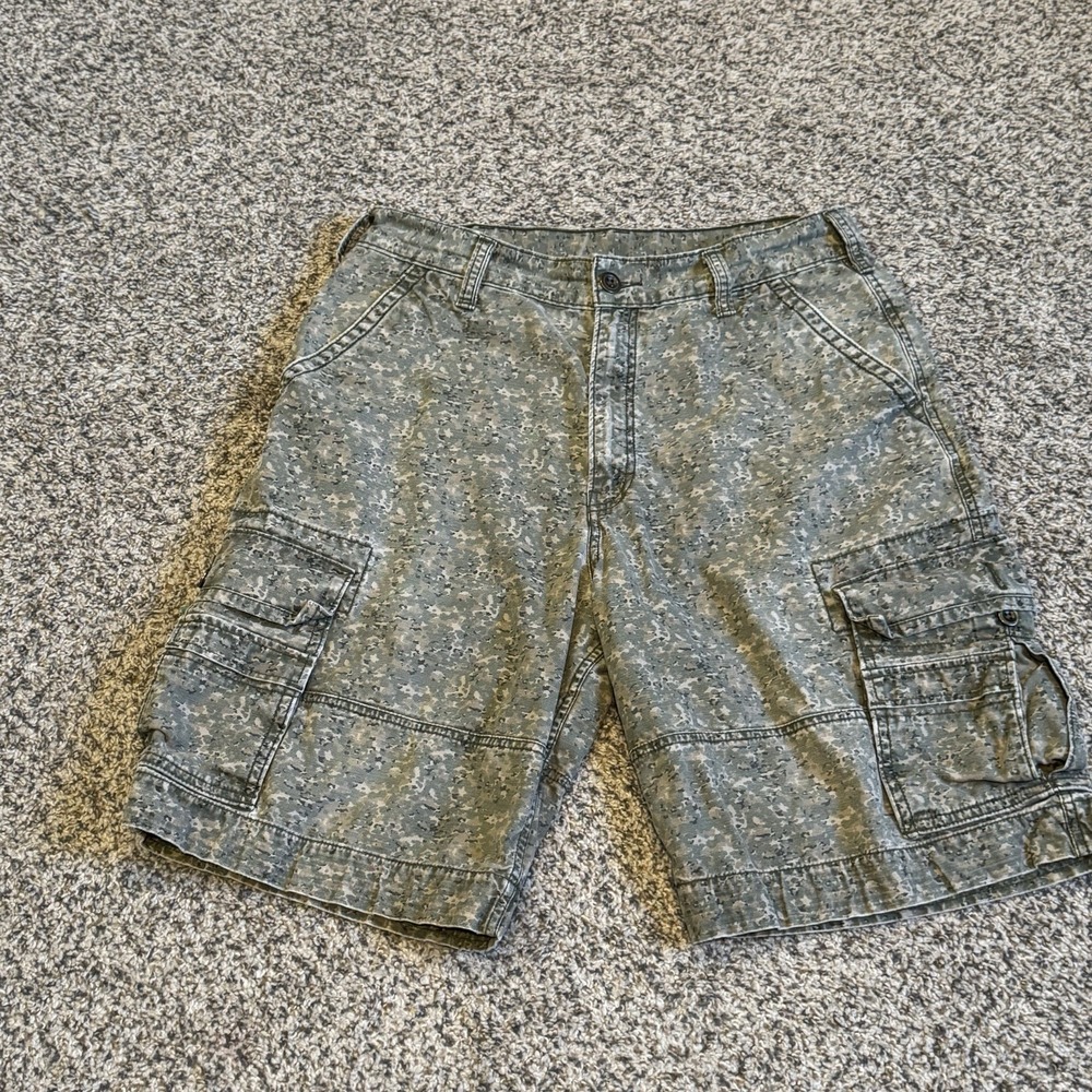 Levis Cargo Shorts Digital Camo Size 34 Tactical Casual Brown Green Y2K Baggy